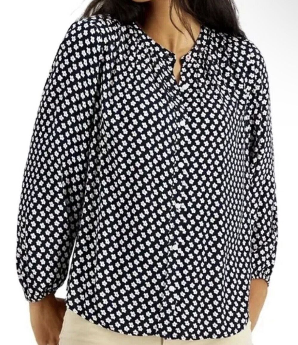 Tommy Hilfiger Woman Size XL Ditzy Floral Poet Blouse Boho Whimsigoth Office
